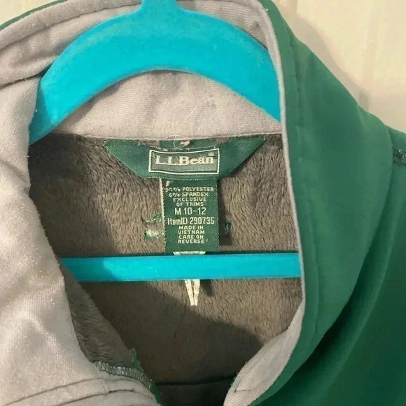 L.L. Bean Green Fleece Lined Jacket‎ Medium Kids Youth Full Zip - Picture 4 of 10